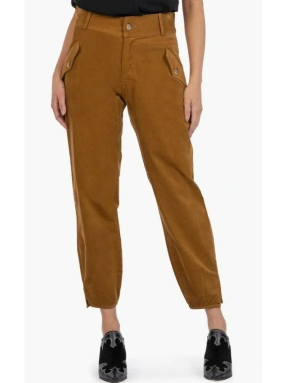 Kut From The Kloth Sadie Brown Thin Wale Corduroy Pants W/ Tapered Leg, Size 00